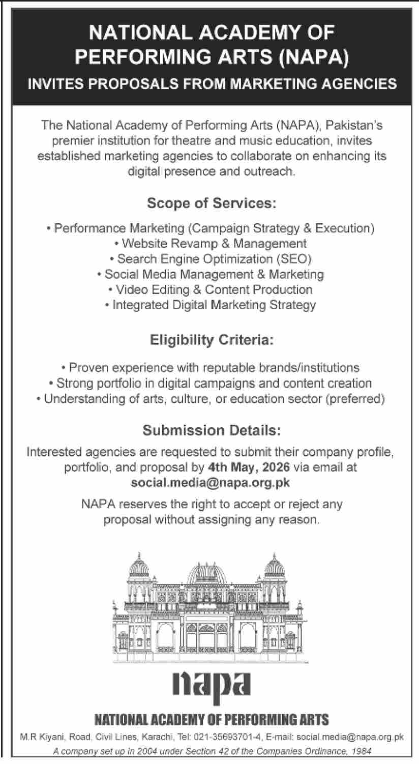 Invites Proposals from Marketing Agencies for Digital Presence & Outreach